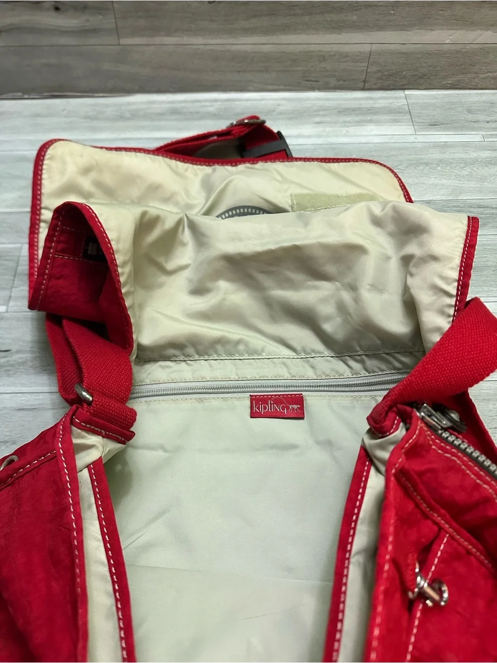 Kipling Unisex Vibrant Red Flap Crossbody Bag